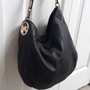 Michael Kors Black Pebbled Leather Hobo Bag